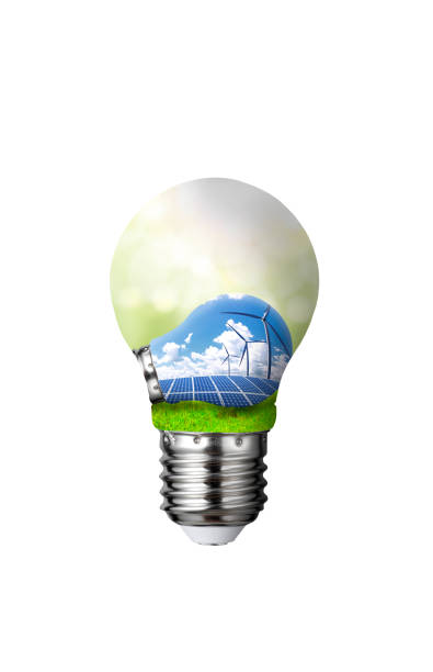 istock Clean energy, wind power and photovoltaic power generation, and energy-efficient light bulbs to solve future energy shortages 856229640
