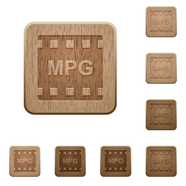 MPG movie format wooden buttons MPG movie format on rounded square carved wooden button styles moving image stock illustrations