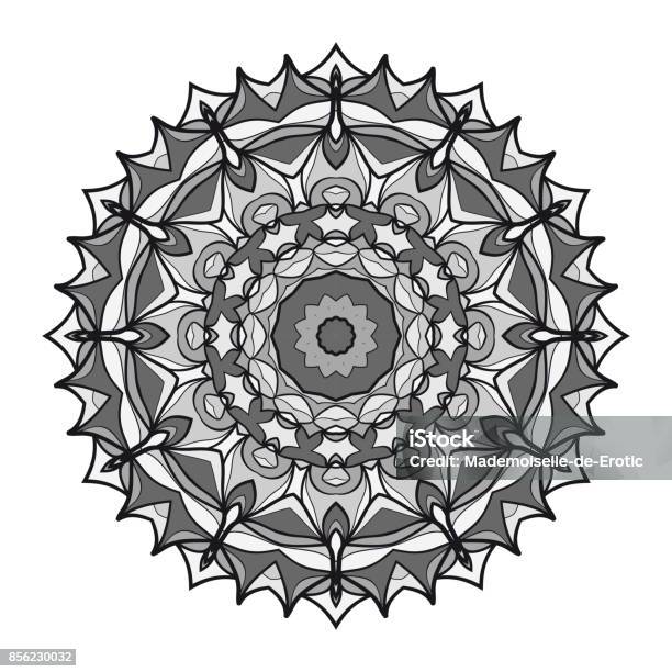 Decorative Flower Mandala Abstract Vector Illustration Monochrome Color Stock Illustration - Download Image Now