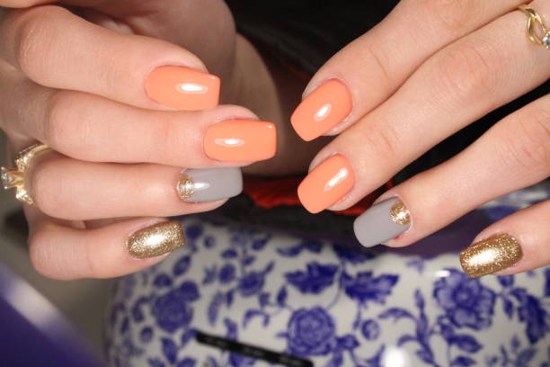 istock Manicure, bright design on the nails 856231094