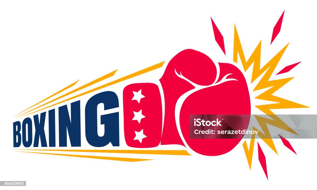 Vintage logo for boxing. Vector vintage logo for a boxing with glove. Vintage logo for boxing. Boxing - Sport stock vector