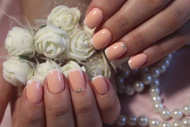 istock Beautiful manicure gel with lacquer Flowers 856234328