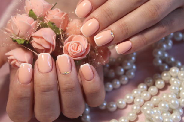 istock Beautiful manicure gel with lacquer Flowers 856234376