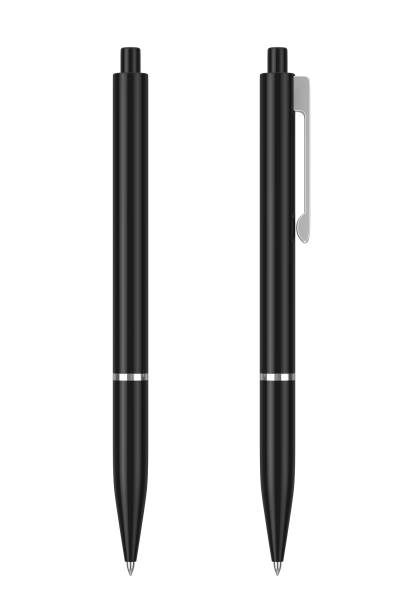 istock Black Mockup Ballpoint Pen with Blank Space for Yours Logo or Design. 3d Rendering 856242638