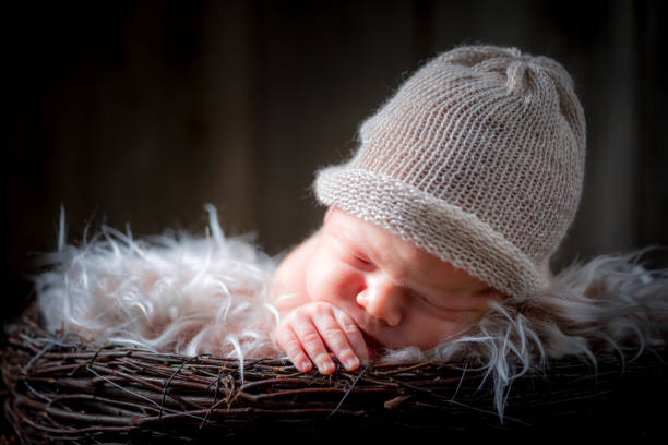 istock Sweet newborn baby sleeping on the blanket 856245494