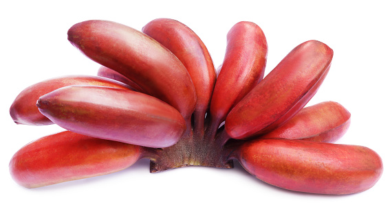 Red banana isolated over white background