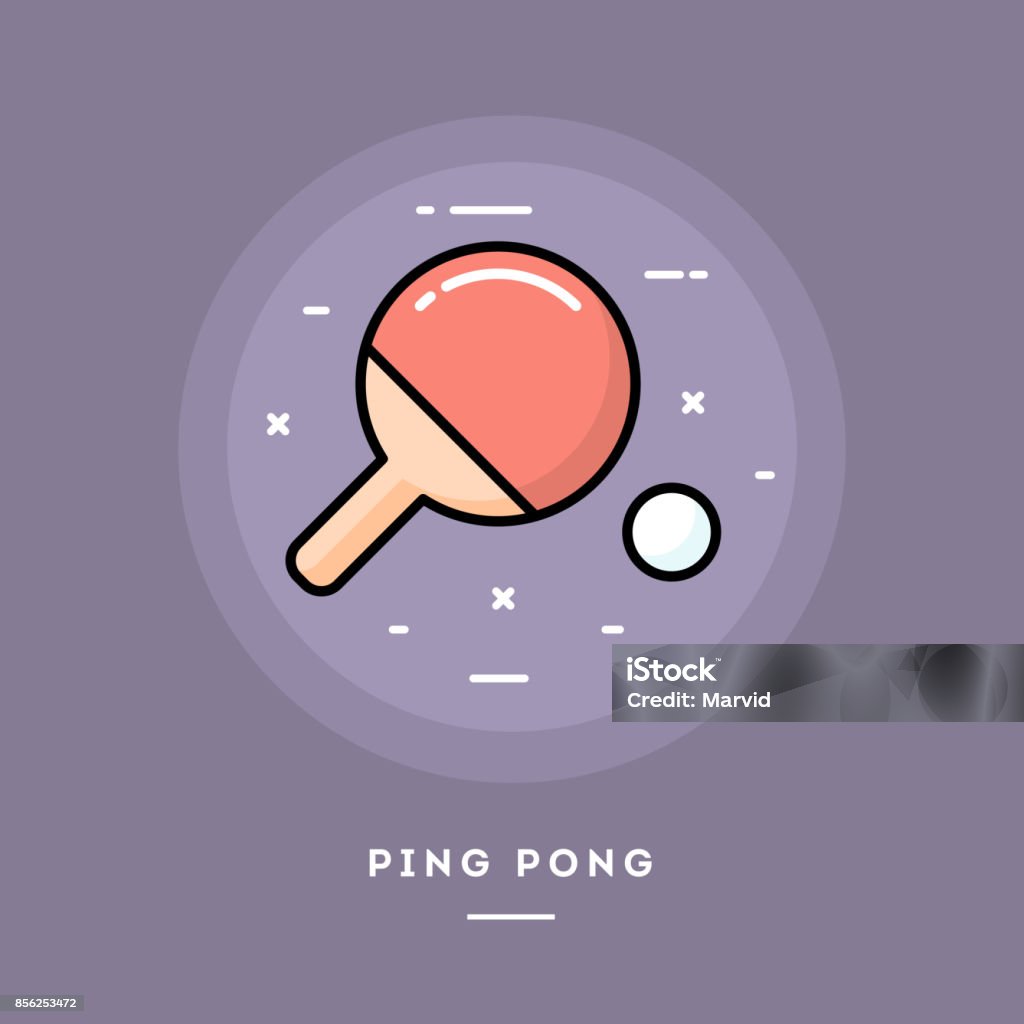 Mesa de ping pong, diseño plano delgada línea bandera, ilustración vectorial - arte vectorial de Actividad al aire libre libre de derechos