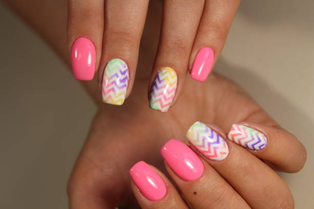istock Manicure with an abstraction on the nails 856255712