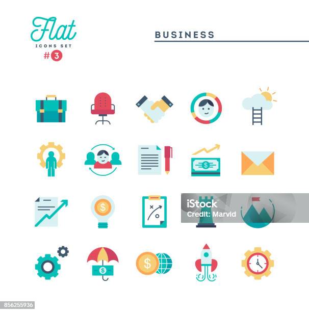 Business Flat Icons Set Vector Illustration Stock Illustration - Download Image Now - Flat Design, Icon Symbol, Teamwork
