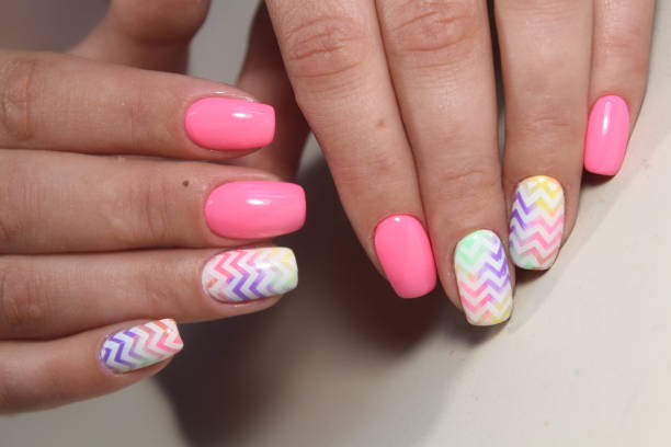 istock Manicure with an abstraction on the nails 856255978