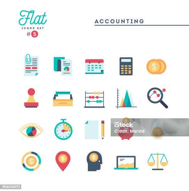 Comptabilité Documents Statistiques Et Plus Encore Mince Ligne Icônes Set Vecteurs libres de droits et plus d'images vectorielles de Icône