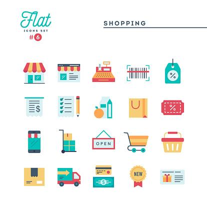 Shopping, e-commerce, delivery and more, thin line icons set, vector illustration