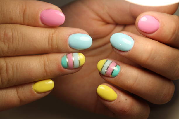 istock Delicate manicure design nail polish gel 856256220