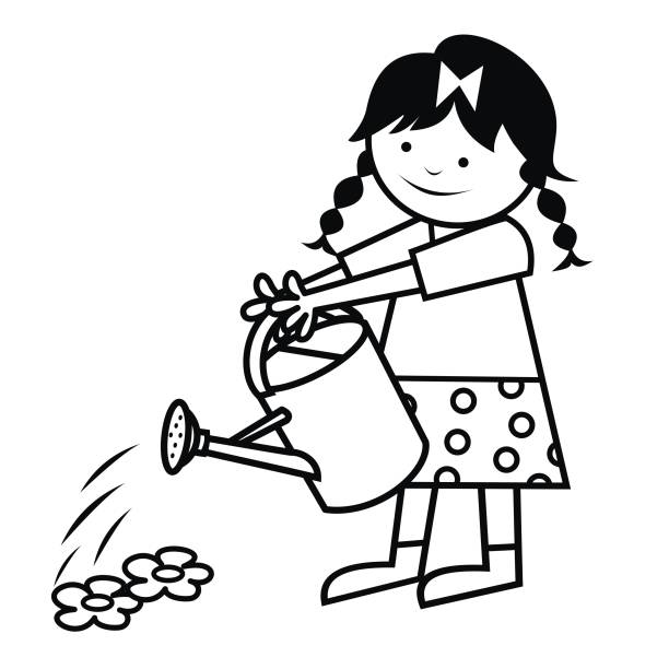 девушка полив цветы - carrot baby carrot food backgrounds stock illustrations