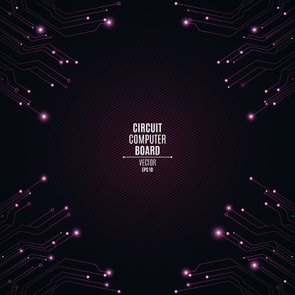 Computer Board Line Background Background From Computer Board With Luminous Pink Connectors Circuit ...