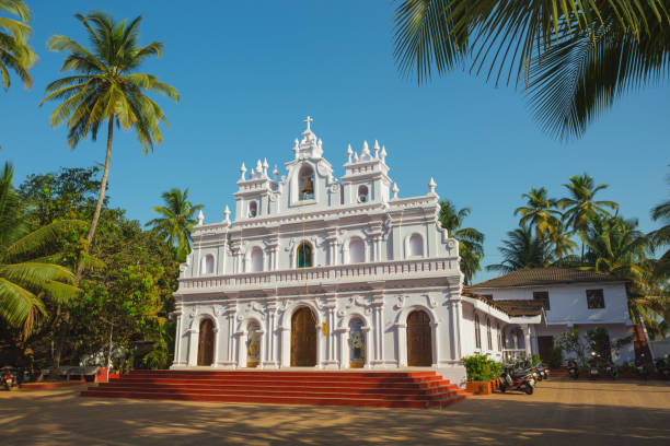 church of our lady of mount carmel, arambol, goa - india goa temple indian culture imagens e fotografias de stock