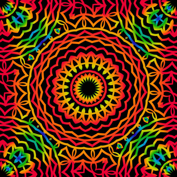 istock Seamless background with modern design. Floral mandala ornament. black, rainbow color. vector. design element for print, fabric, wallpaper 856269580