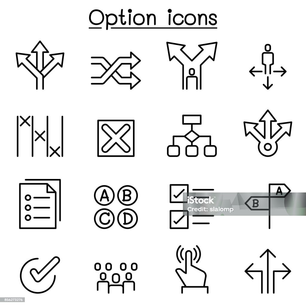 Option icon set in thin line style Choice stock vector