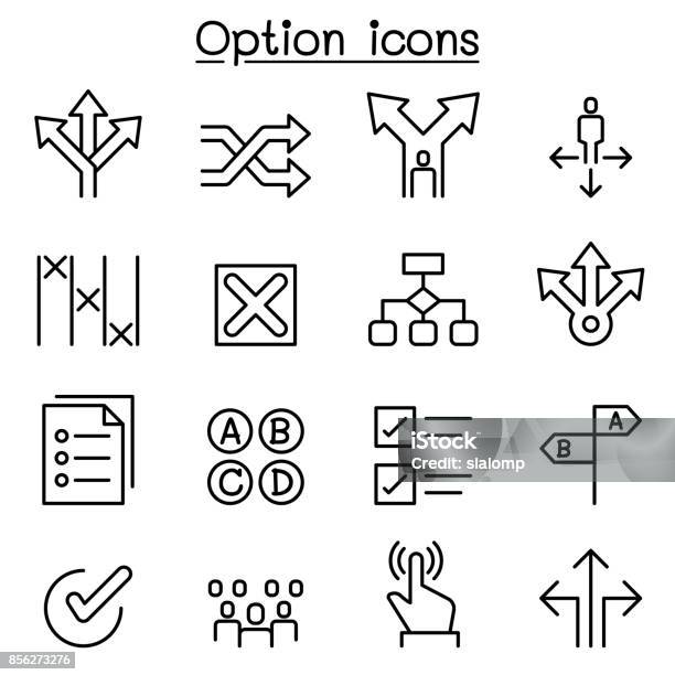 Option Icon Set In Thin Line Style Stock Illustration - Download Image Now - Choice, Variation, Decisions