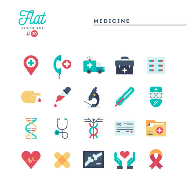 illustrazioni stock, clip art, cartoni animati e icone di tendenza di medicina, assistenza sanitaria, emergenza, farmacologia e altro ancora, set di icone piatte - wrong injury