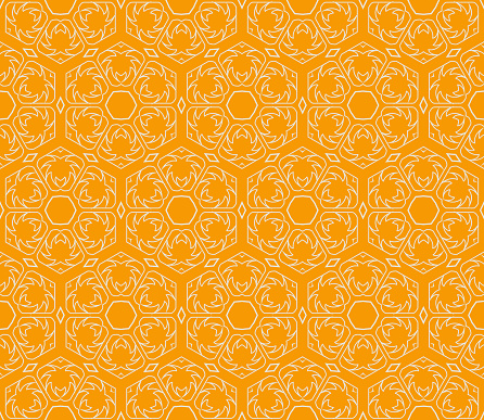 Vector Geometric Seamless Pattern Floral Style Orange Color For ...