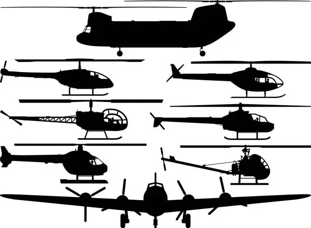 Vector illustration of Helicopters