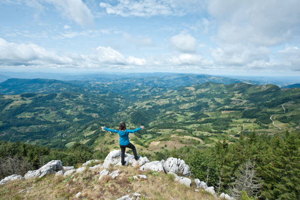 istock Beautiful girl in the mountains. 856285800