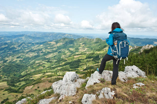istock Beautiful girl in the mountains. 856285952