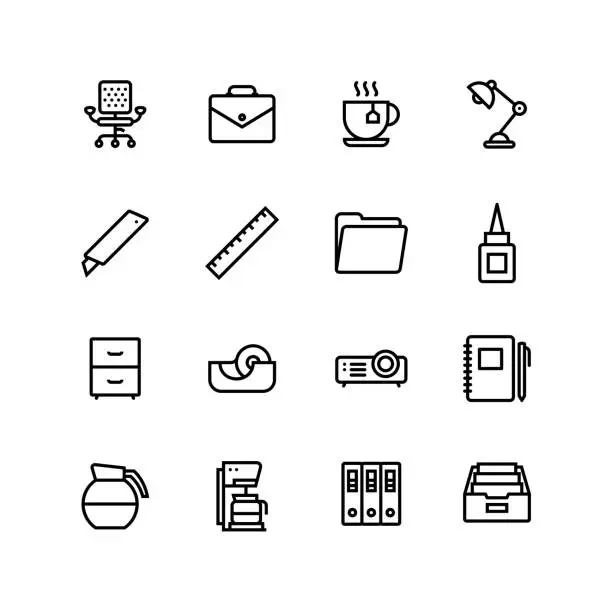 Vector illustration of Office Business Icon Set