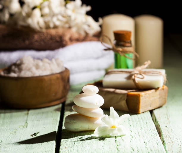 istock Spa background in range of white and brown. 856291424