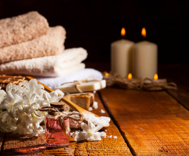 istock Spa background in range of white, brown and pink. 856291482