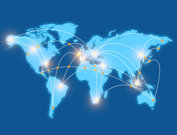 istock World connection concept. Illustration of world map point, line, composition, representing the global, Global network connection. 856311044