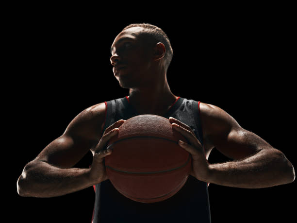 istock The african man basketball player standing with ball 856311932
