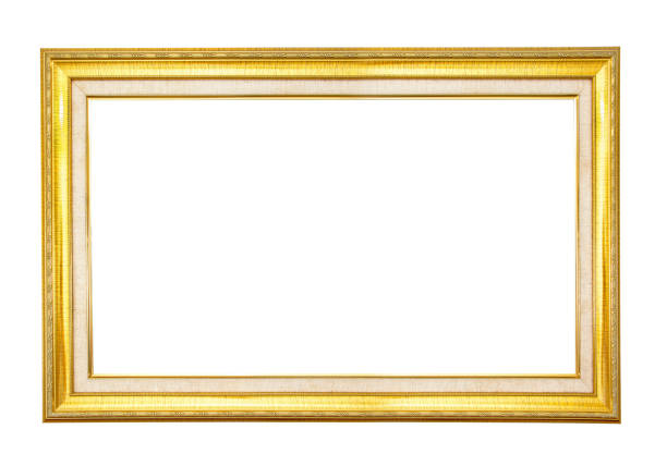 istock Rectangle antique golden frame isolated on white background.Rectangle golden frame isolated 856315436
