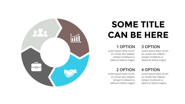 Vector circle arrows infographic, cycle diagram, graph, presentation chart. Business concept with 4 options, parts, steps, processes Circle arrows diagram for graph infographic presentation with steps parts options. новая компания stock illustrations