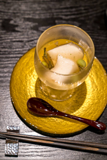 Cream cheese tofu Japanese Cream cheese tofu Groumet starter junsai water shield stock pictures, royalty-free photos & images