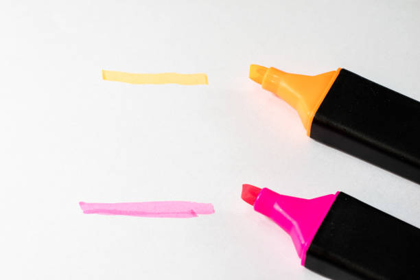 istock Highlighter on a white background. Office Mazaki to the sketch lie on a white countertop. White background. 856331644