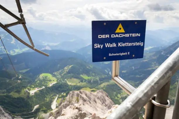 Via ferrata for climbing to Dachstein glacier top, Austrian Alps