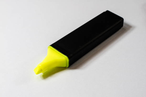 istock Highlighter on a white background. Office Mazaki to the sketch lie on a white countertop. White background. 856332428