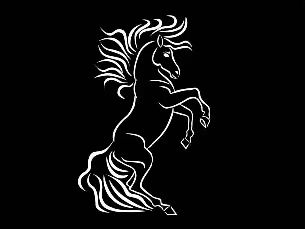 Vector illustration of white horse