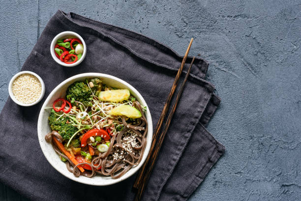 istock Vegetarian stir fry with soba noodles and vegetables 856342248