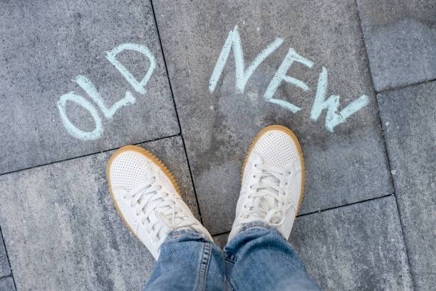 istock The text on the asphalt  old - new, a choice 856350336
