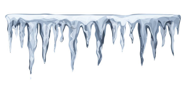 Hanging icicles in blue-gray tones. Vector Hanging icicles in blue-gray tones. Vector ice borders stock illustrations