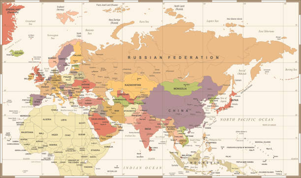 istock Eurasia Europa Russia China India Indonesia Thailand Map - Vector Illustration 856356434