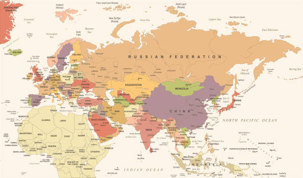 istock Eurasia Europa Russia China India Indonesia Thailand Map - Vector Illustration 856356448
