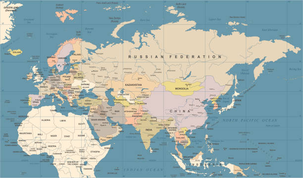istock Eurasia Europa Russia China India Indonesia Thailand Map - Vector Illustration 856356454