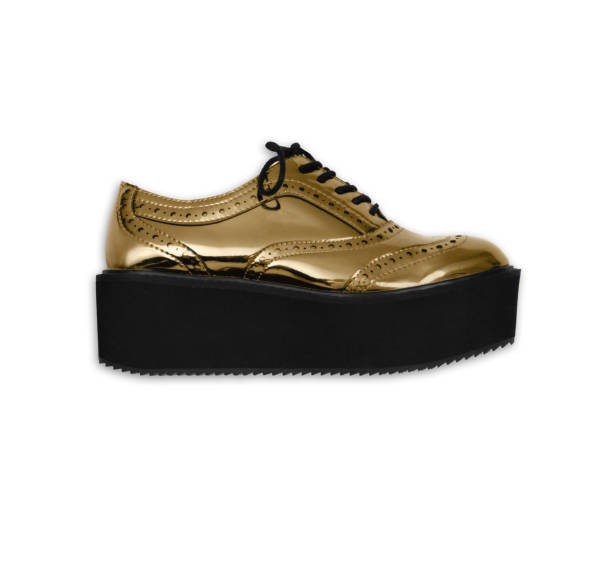 istock golden metallic shoe isolated on white background, side view 856358766
