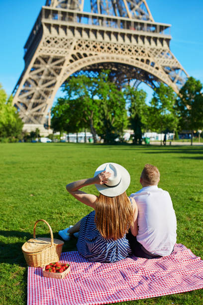 istock Romantic couple having picnic together in Paris 856363134