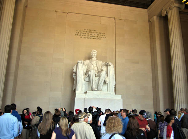 istock Tourists Gathered in front of Lincoln Memorial 856366034