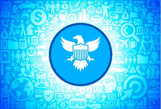 Vector illustration of American Eagle and Shield  Icon on Business and Finance Vector Background